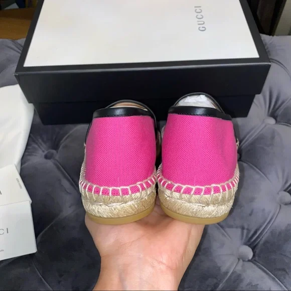 New Size 37.5 Gucci Pink Canvas Espadrilles - Picture 4 of 5